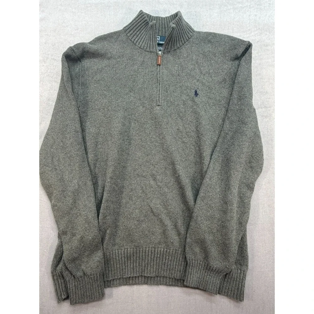 Polo Ralph‎ Lauren Zip Up Sweater Quarter Zip Small Pony XL Brown